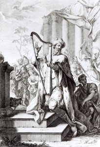 Re Davide che suona la lira, inciso da A Faldanus da Giuseppe Camerata